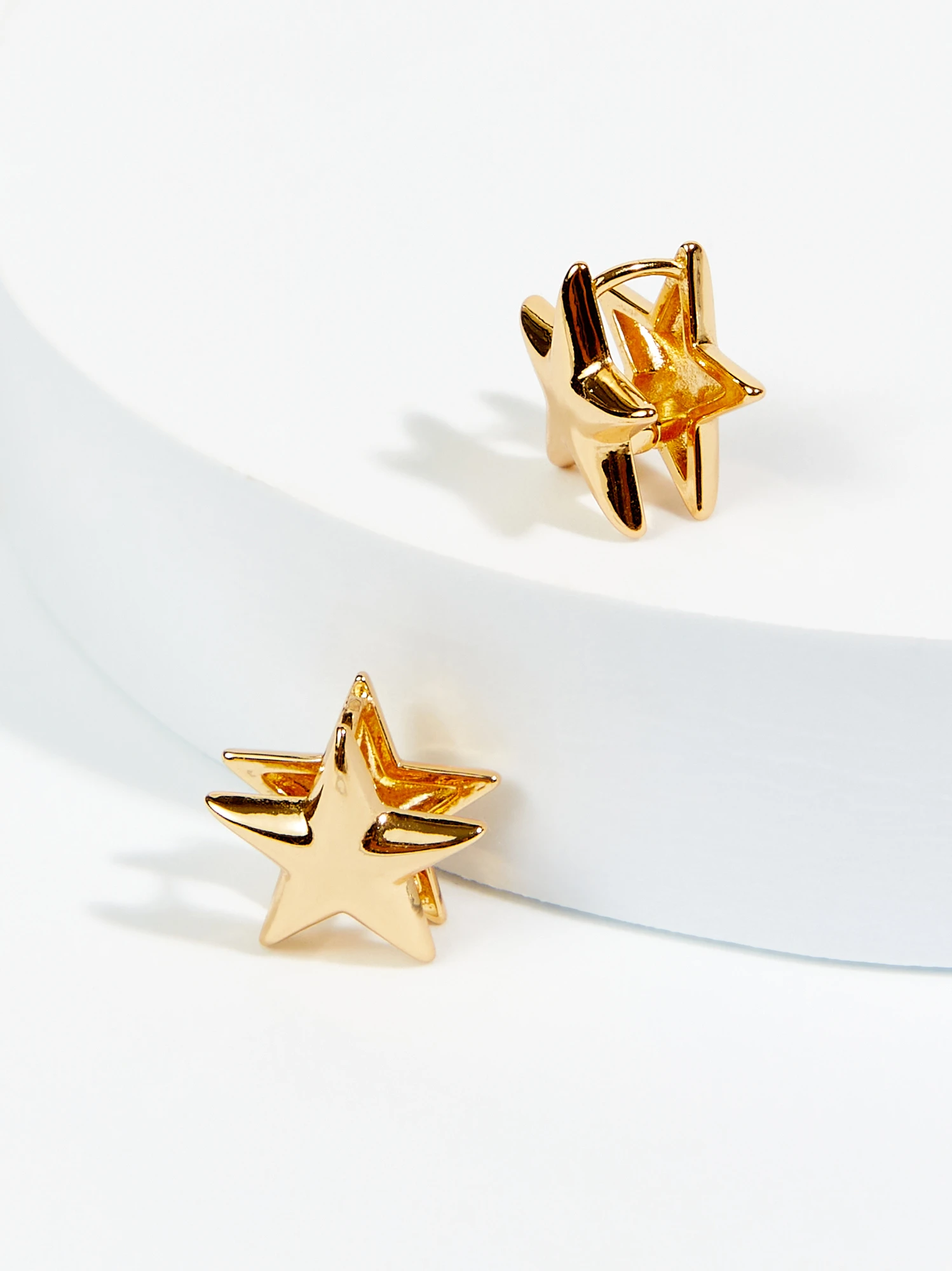 18k Gold Double Star Earrings 1 18k Gold Double Star Earrings