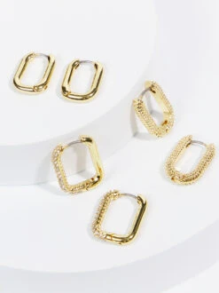 Rectangular Hoop Earring Set