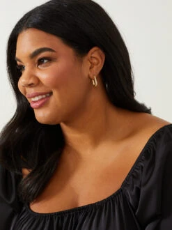 Rectangular Hoop Earring Set -ChicAura Store 000121 OED060GDCRY ARU GOLD 07