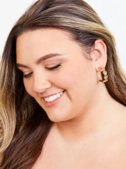 Retro Floral Hoop Earrings -ChicAura Store 000801 KE15269GD GOLD 06