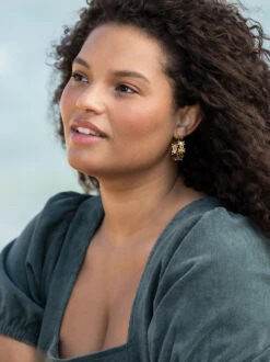 Retro Floral Hoop Earrings