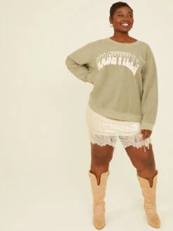 Nashville Corded Oversized Sweatshirt -ChicAura Store 000921 T1844CPKBS N VETIVER 04