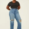 Brynn Destructed Wide Leg Jeans
