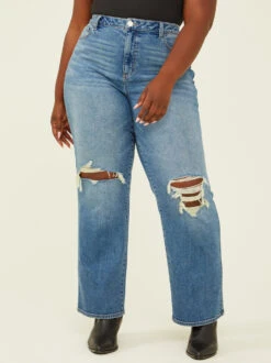 Brynn Destructed Wide Leg Jeans -ChicAura Store 000940 111769 DARK WASH 02