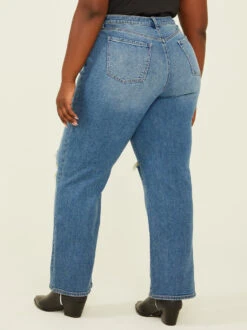 Brynn Destructed Wide Leg Jeans -ChicAura Store 000940 111769 DARK WASH 04