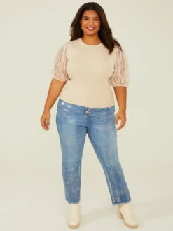 Metallic Brushed Straight Jeans 9 Metallic Brushed Straight Jeans -ChicAura Store 000940 112973 VINTAGE WASH 01