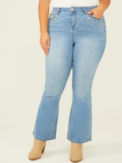 Piper Rhinestone Flare Jeans -ChicAura Store 000940 113004 VINTAGE WASH 02