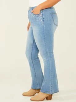 Piper Rhinestone Flare Jeans -ChicAura Store 000940 113004 VINTAGE WASH 03