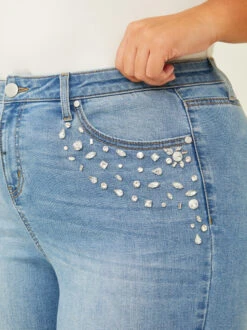 Piper Rhinestone Flare Jeans -ChicAura Store 000940 113004 VINTAGE WASH 05
