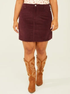 Maya Cord Skirt -ChicAura Store 000940 31146 WINE 02