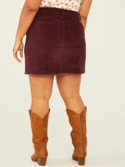 Maya Cord Skirt -ChicAura Store 000940 31146 WINE 04