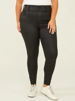 Coated Live In 3 Button Jeans -ChicAura Store 000962 DX22916H73B BLACK 02