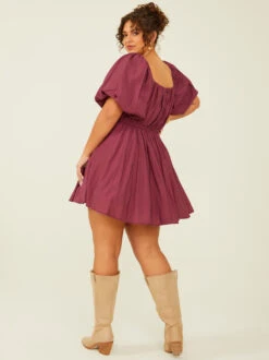 Florence Dress -ChicAura Store 001125 MINLYN P BURGUNDY 03