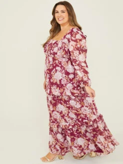 Eleanor Sequin Floral Dress -ChicAura Store 001125 SENNI P RED MULTI 01