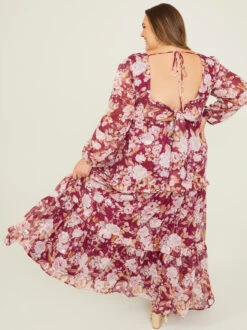 Eleanor Sequin Floral Dress -ChicAura Store 001125 SENNI P RED MULTI 02