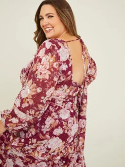 Eleanor Sequin Floral Dress -ChicAura Store 001125 SENNI P RED MULTI 03