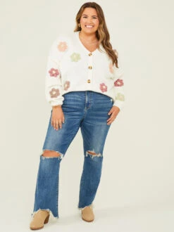 Retro Floral Cardigan -ChicAura Store 001753 CC0208X IVORY MULTI 03