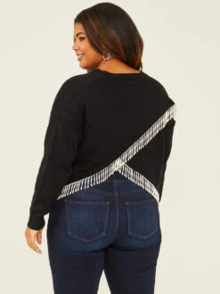 Pearl Fringe Sweater -ChicAura Store 001753 K4491X BLACK 03