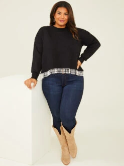 Pearl Fringe Sweater -ChicAura Store 001753 K4491X BLACK 04