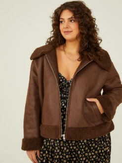 Reed Faux Shearling Jacket 10 Reed Faux Shearling Jacket -ChicAura Store 001761 IMJ9523JARU CHOCOLATE BROWN 02