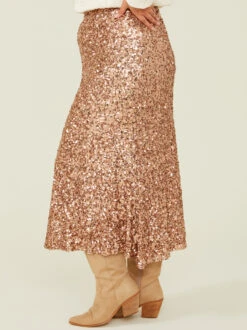 Cameron Sequin Maxi Skirt 10 Cameron Sequin Maxi Skirt -ChicAura Store 001761 ISA1680SARU ROSE GOLD 02