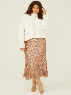 Cameron Sequin Maxi Skirt 13 Cameron Sequin Maxi Skirt -ChicAura Store 001761 ISA1680SARU ROSE GOLD 05