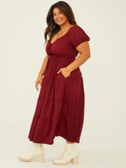 Claire Maxi Dress -ChicAura Store 001761 ISS1280D 7ASP WINE 02