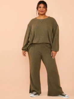 Tranquil Waffle Sweatpants -ChicAura Store 001885 HA58341B ASP DUSTY OLIVE 05