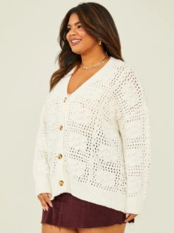 Clementine Textured Cardigan -ChicAura Store 001913 SW0263CRW IVORY 02