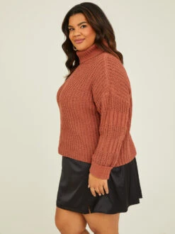 Jules Turtleneck Sweater -ChicAura Store 001913 SW0340CRW MAHOGANY 02