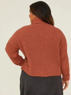 Jules Turtleneck Sweater -ChicAura Store 001913 SW0340CRW MAHOGANY 03