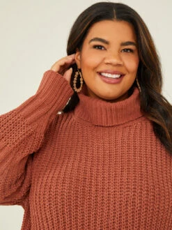 Jules Turtleneck Sweater -ChicAura Store 001913 SW0340CRW MAHOGANY 04