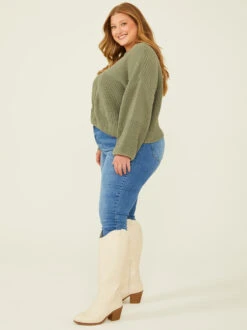 Acacia Sweater -ChicAura Store 001913 SW200CRW OLIVE 02