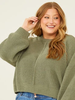 Acacia Sweater -ChicAura Store 001913 SW200CRW OLIVE 04