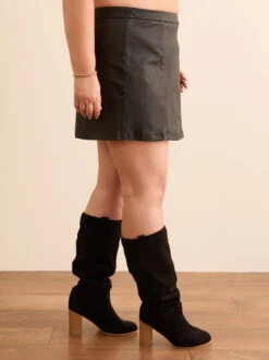 Cyrus Vegan Leather Skirt -ChicAura Store 001926 BDSW790P BLACK 02