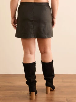 Cyrus Vegan Leather Skirt -ChicAura Store 001926 BDSW790P BLACK 03