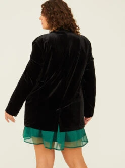Rose Velvet Blazer -ChicAura Store 001926 CGS414PIMK B BLACK 03