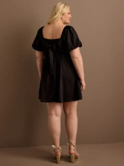 Nadia Satin Dress -ChicAura Store 001926 DYDW5095PIMK BLACK 02