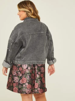 Pearl Denim Jacket -ChicAura Store 001950 BJ1217 AS BLACK DENIM 03