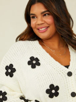 Crystal Daisy Cardigan -ChicAura Store 001950 BSW2414B AS IVORY 04