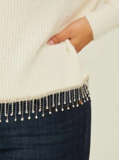 Jada Rhinestone Fringe Sweater -ChicAura Store 001950 BSW2647 AS IVORY 04