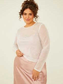 Nellie Sheer Pearl Top 8 Nellie Sheer Pearl Top -ChicAura Store 001950 BT3204C AS WHITE 02