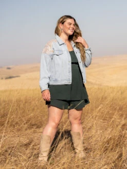 Shimmer Applique Denim Jacket