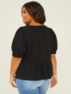 Sable Babydoll Top -ChicAura Store 001950 PST7494D AS BLACK STRIPE 04