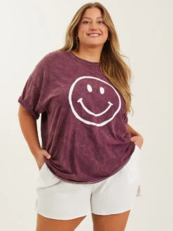 Smiley Face Oversized Tee
