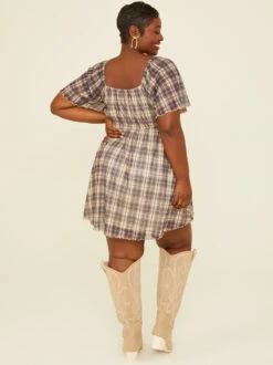 Ruthie Plaid Dress 10 Ruthie Plaid Dress -ChicAura Store 002044 D51474 A BLACK BEIGE 03
