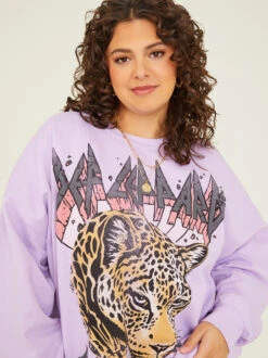 Def Leppard Oversized Sweatshirt -ChicAura Store 002067 DEF0497J2022AR ORCHID 04