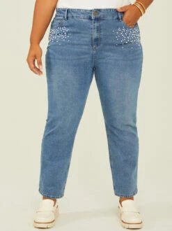 Pearl Girlfriend Jeans -ChicAura Store 003032 PC391 D9GF VINTAGE WASH 02