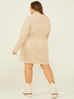 Adeline Belted Sweater Dress 8 Adeline Belted Sweater Dress -ChicAura Store 003038 ILD3008AS P TAUPE 03