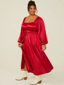 Faye Dress -ChicAura Store 003041 PLD44187 018 RED 02